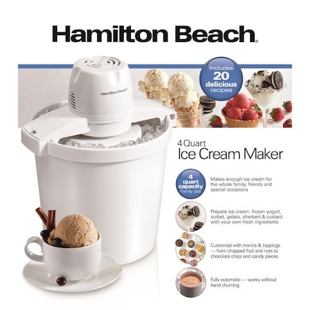 Hamilton Beach Hamilton Beach White 4 qt Ice Cream Maker 15.3 in. H X 12.5 in. W X 11.1 in. L 68330N